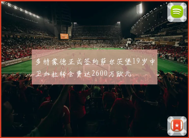 多特蒙德正式签约萨尔茨堡19岁中卫加杜转会费达2600万欧元